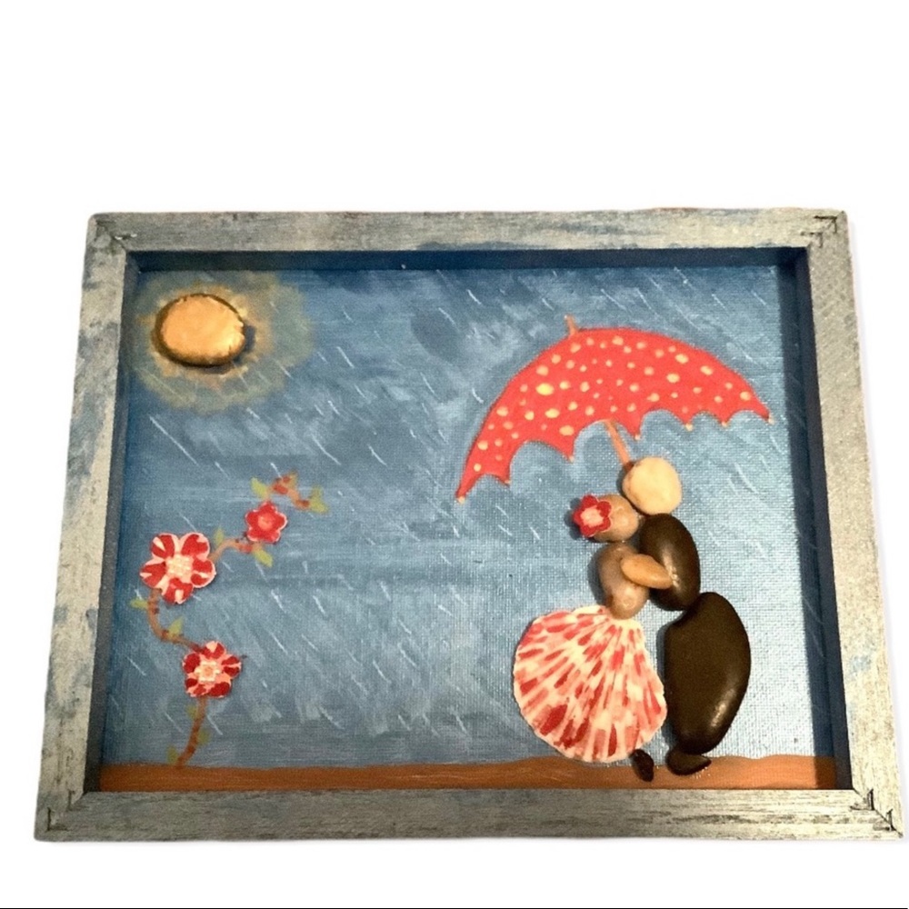 -Dancing in the rain handmade pebble art